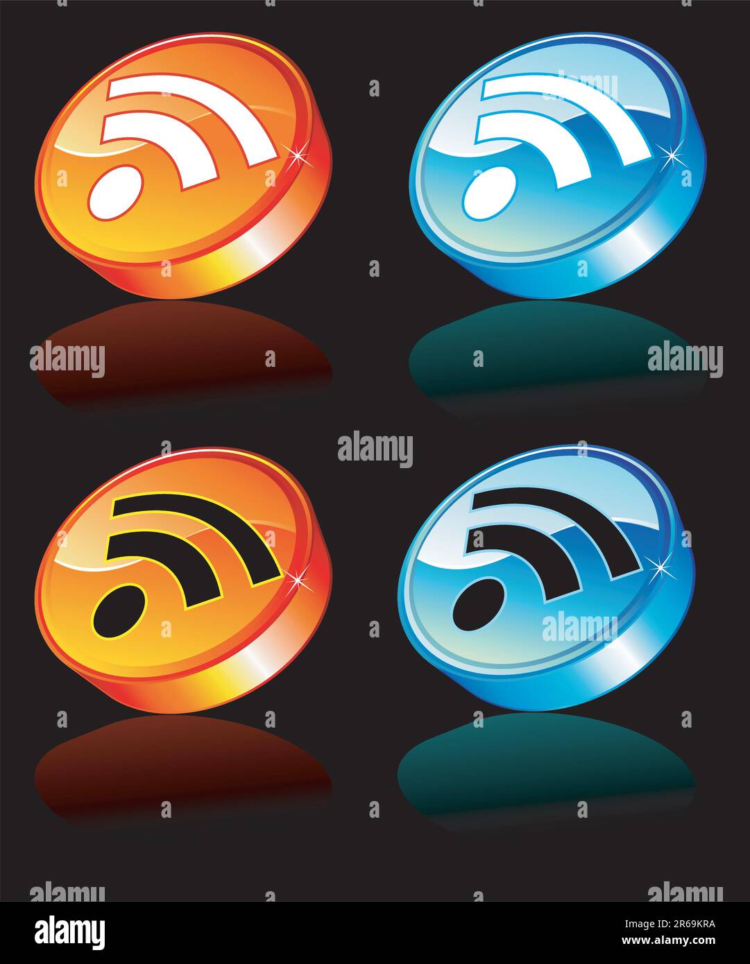 Icon rss glossy button hi-res stock photography and images - Alamy