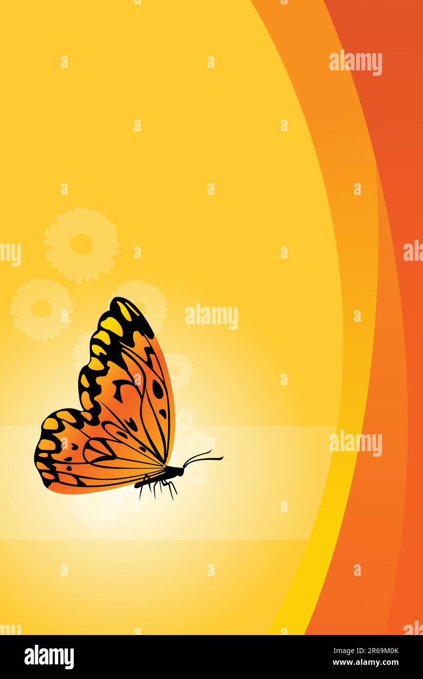 illustration of vector floral background with butterfly Stock Vector ...