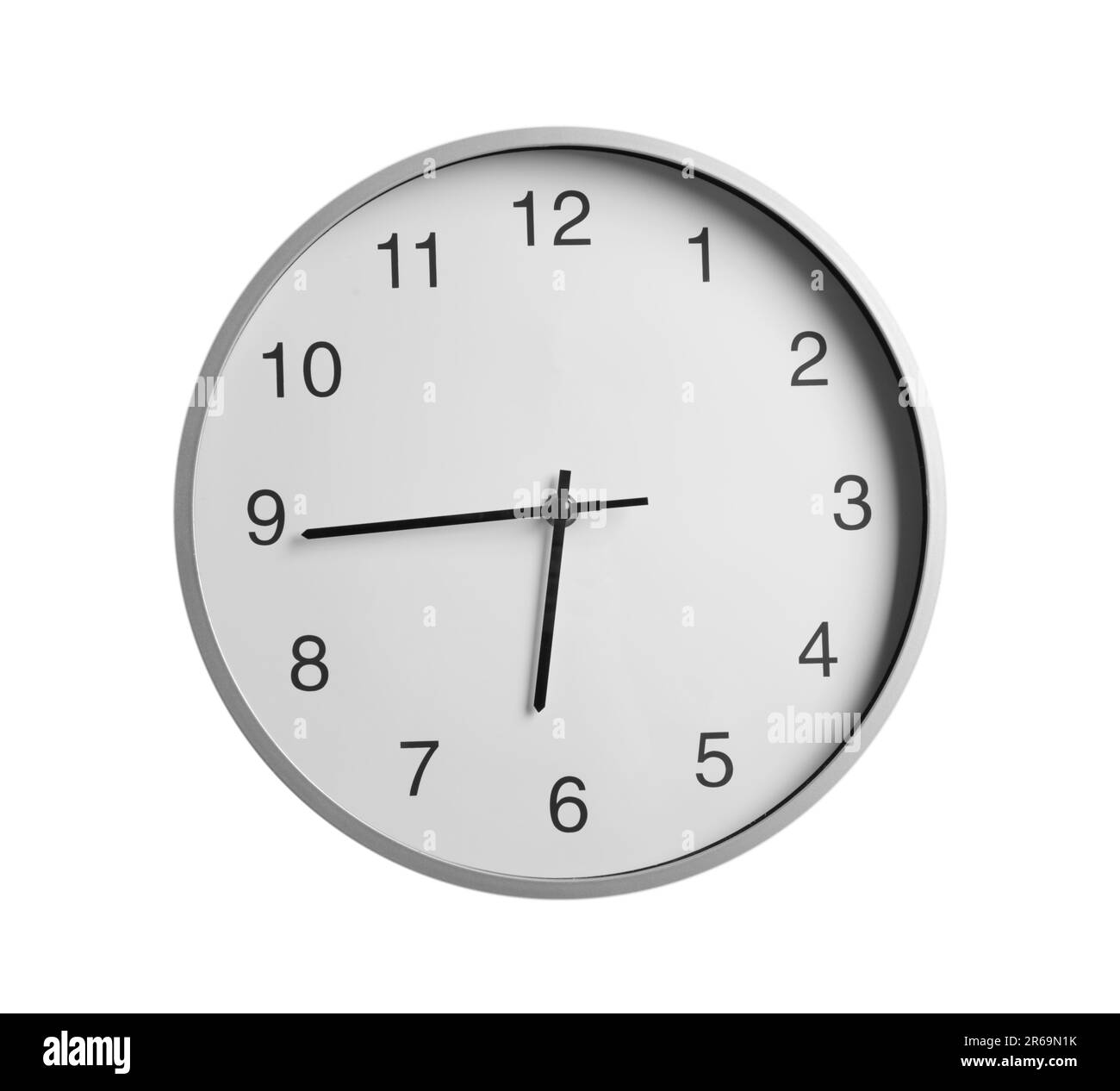 Stylish round clock isolated on white. Interior element Stock Photo Alamy