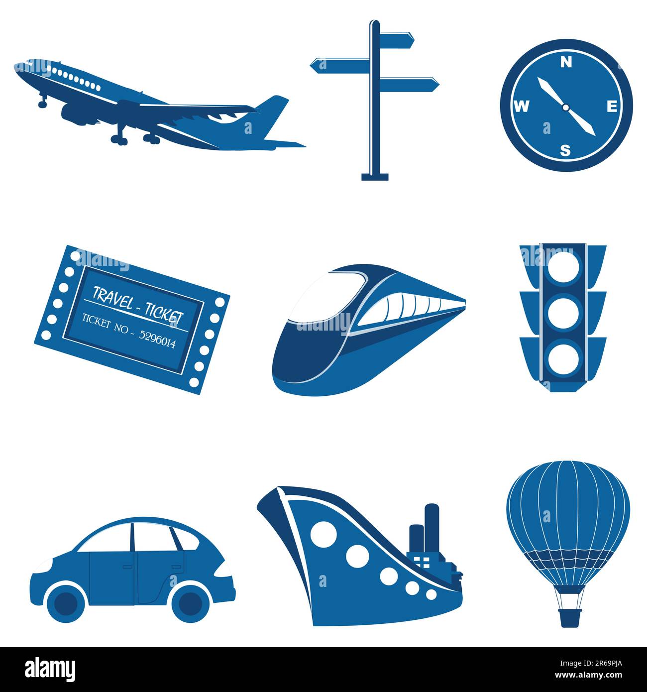 illustration of set of transportation icons on isolated background Stock Vector