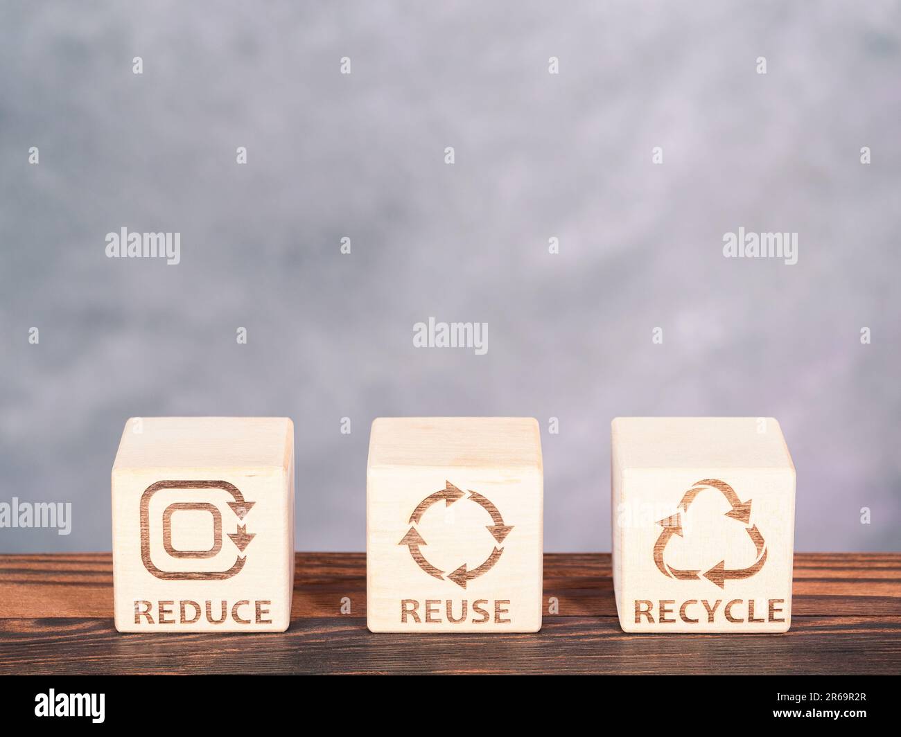 Reduce, Reuse, and Recycle symbols as a resources conservation business concept Stock Photo