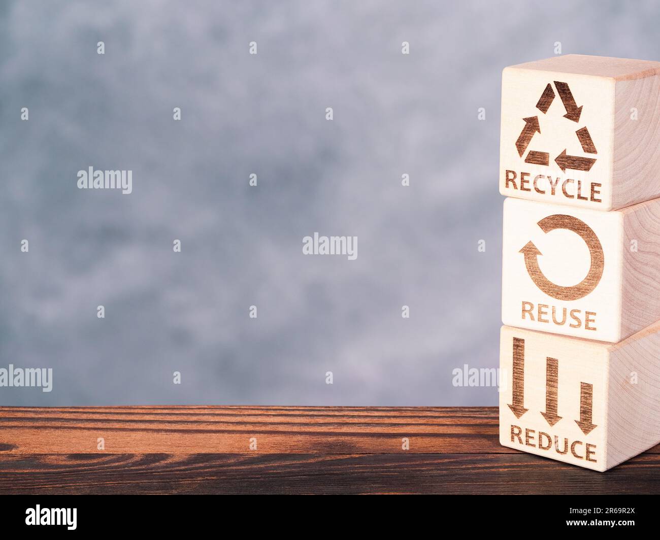 Reduce, Reuse, and Recycle symbols as an environmental conservation business concept Stock Photo