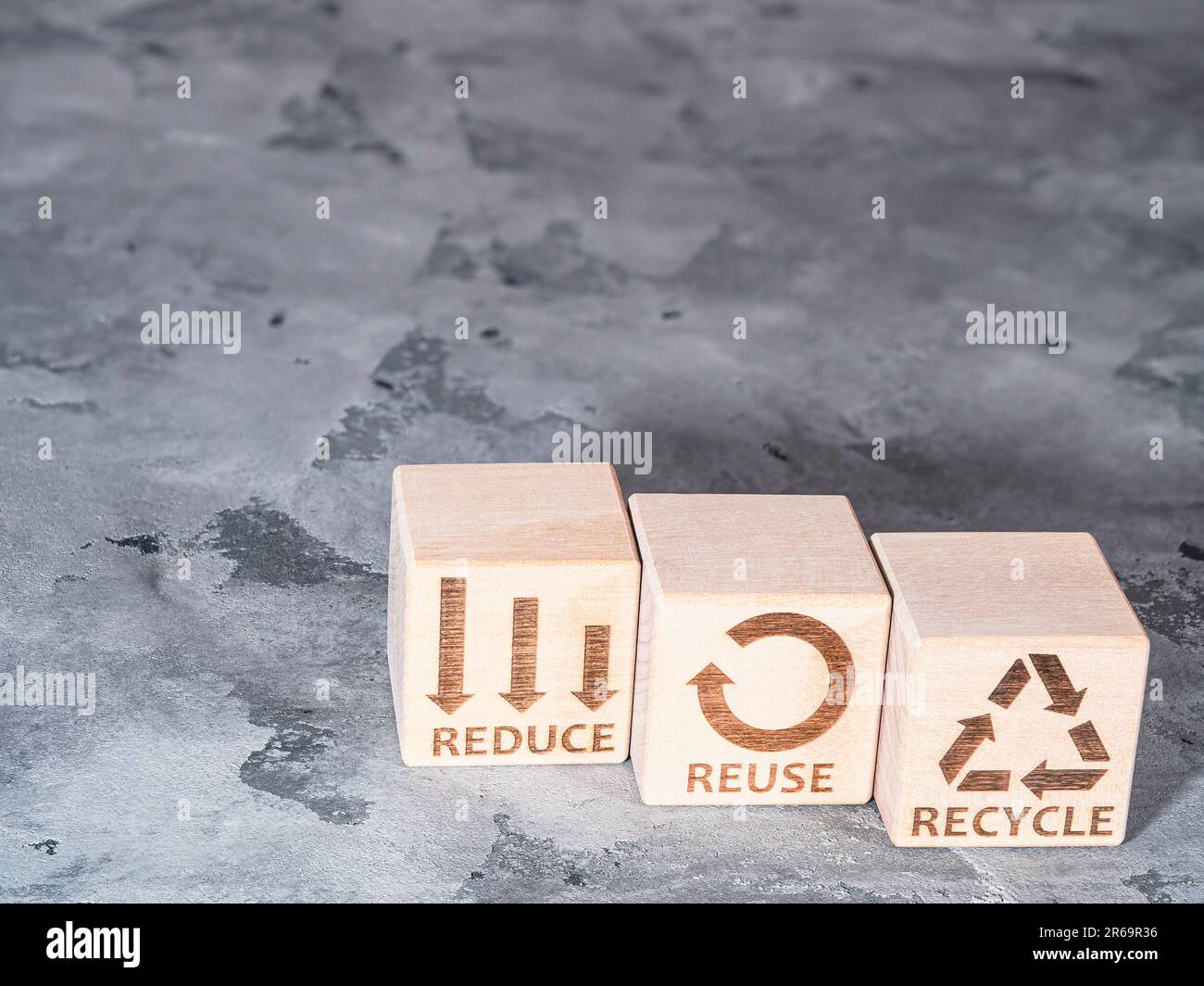 Reduce, Reuse, and Recycle symbols as a concept of environmental conservation business strategy Stock Photo
