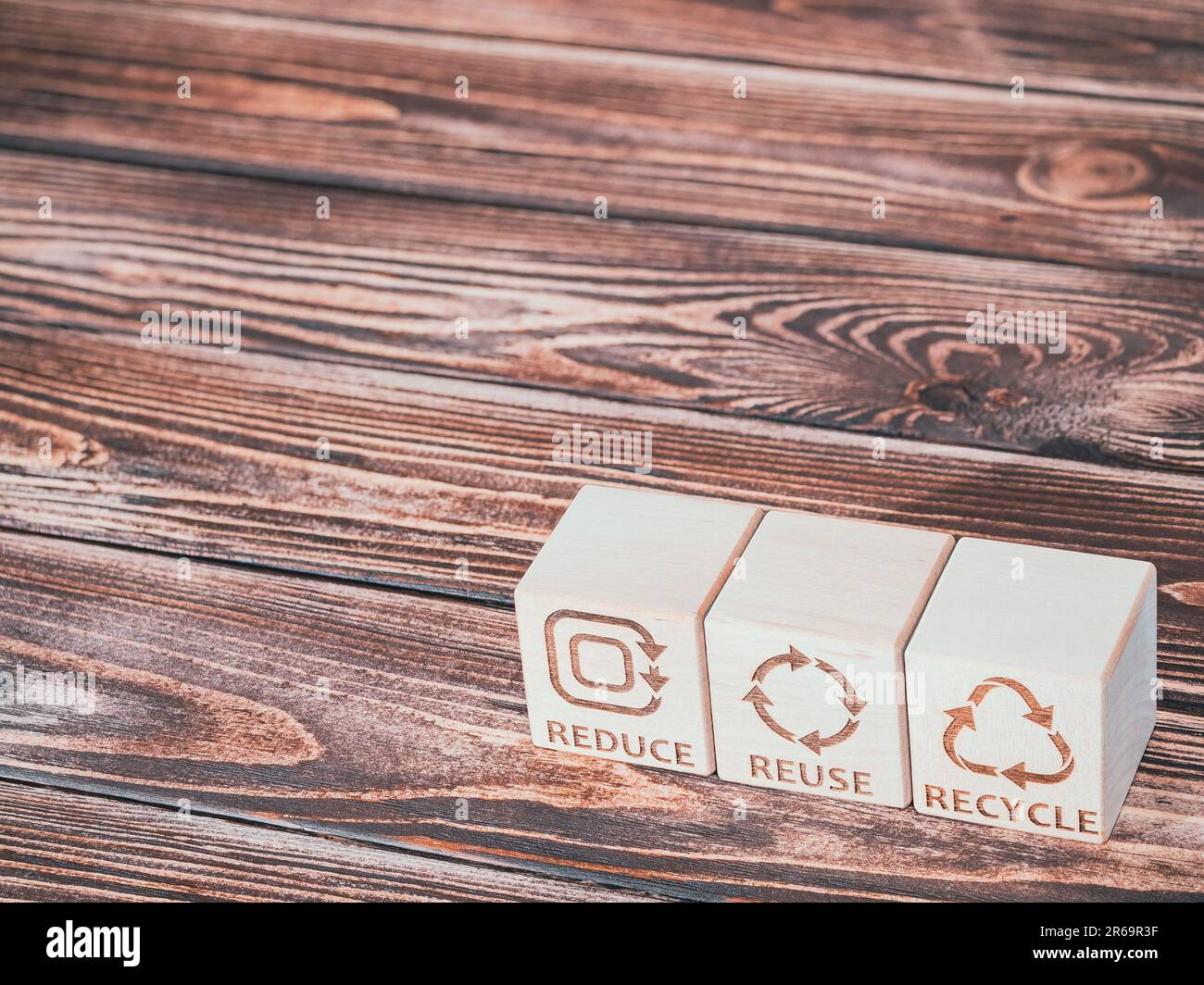 Reduce, Reuse, and Recycle symbols as a concept of resources conservation business strategy Stock Photo