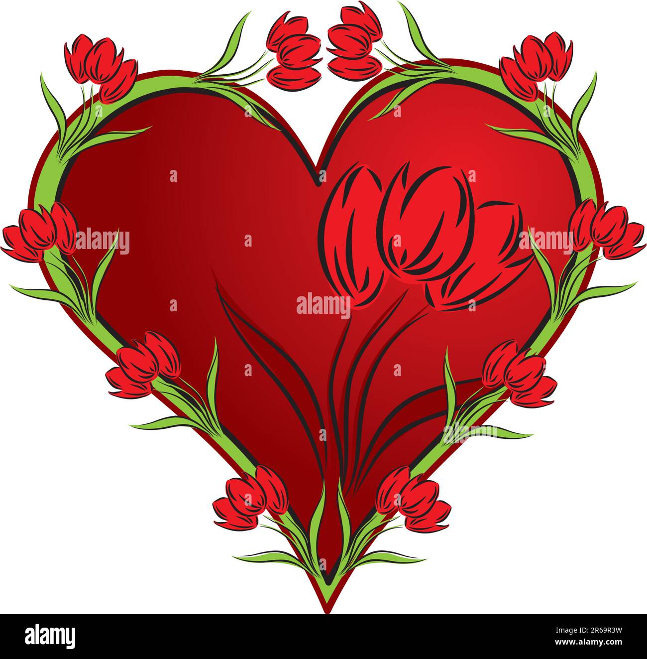 Heart with a tulip, vector illustration Stock Vector Image & Art - Alamy