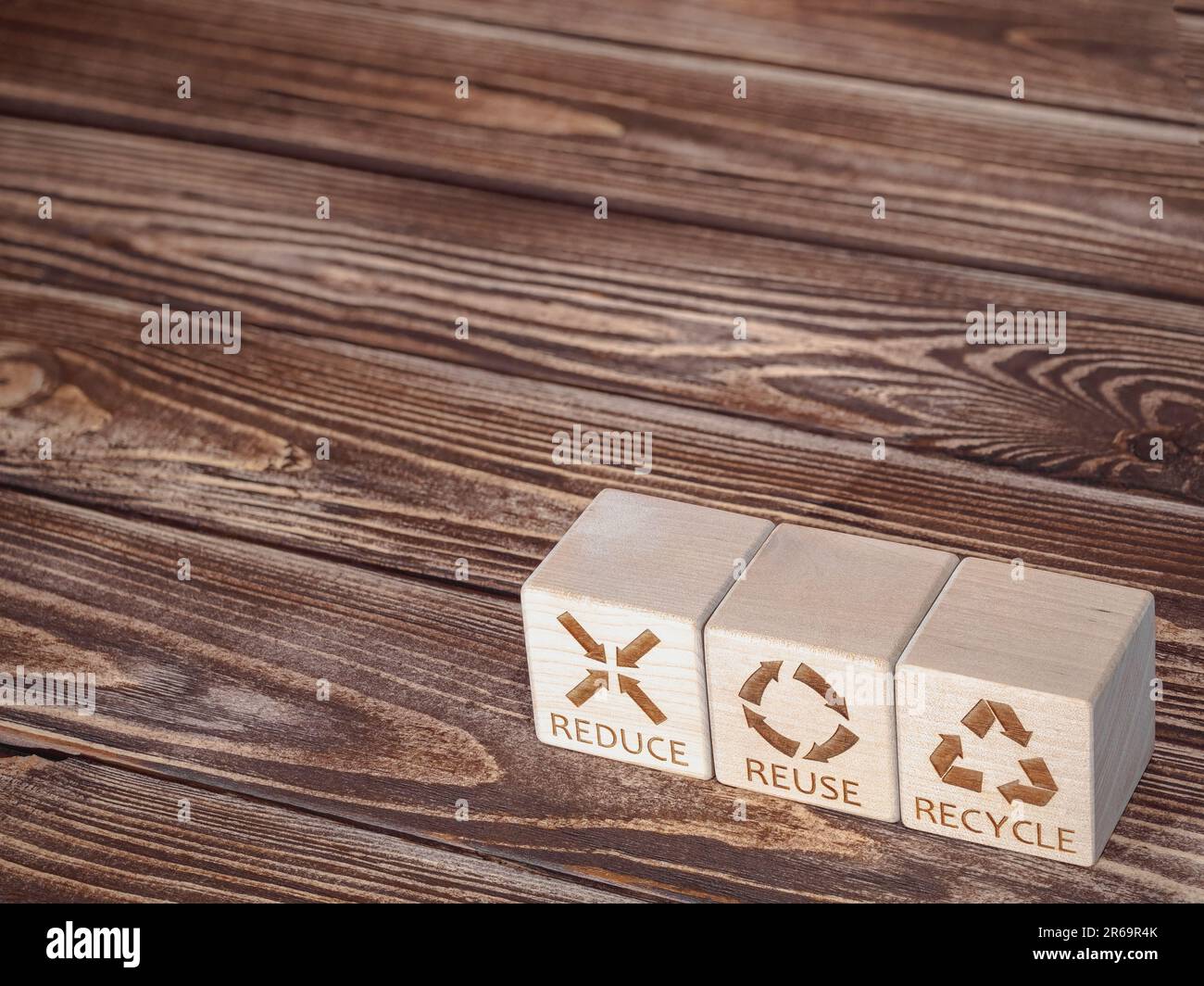 Reduce, Reuse, and Recycle symbols as a resources conservation business strategy Stock Photo