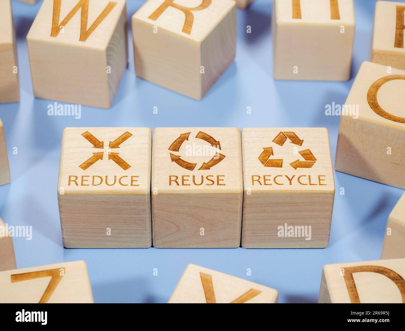 Reduce, Reuse and Recycle symbols as a modern model of business strategy Stock Photo