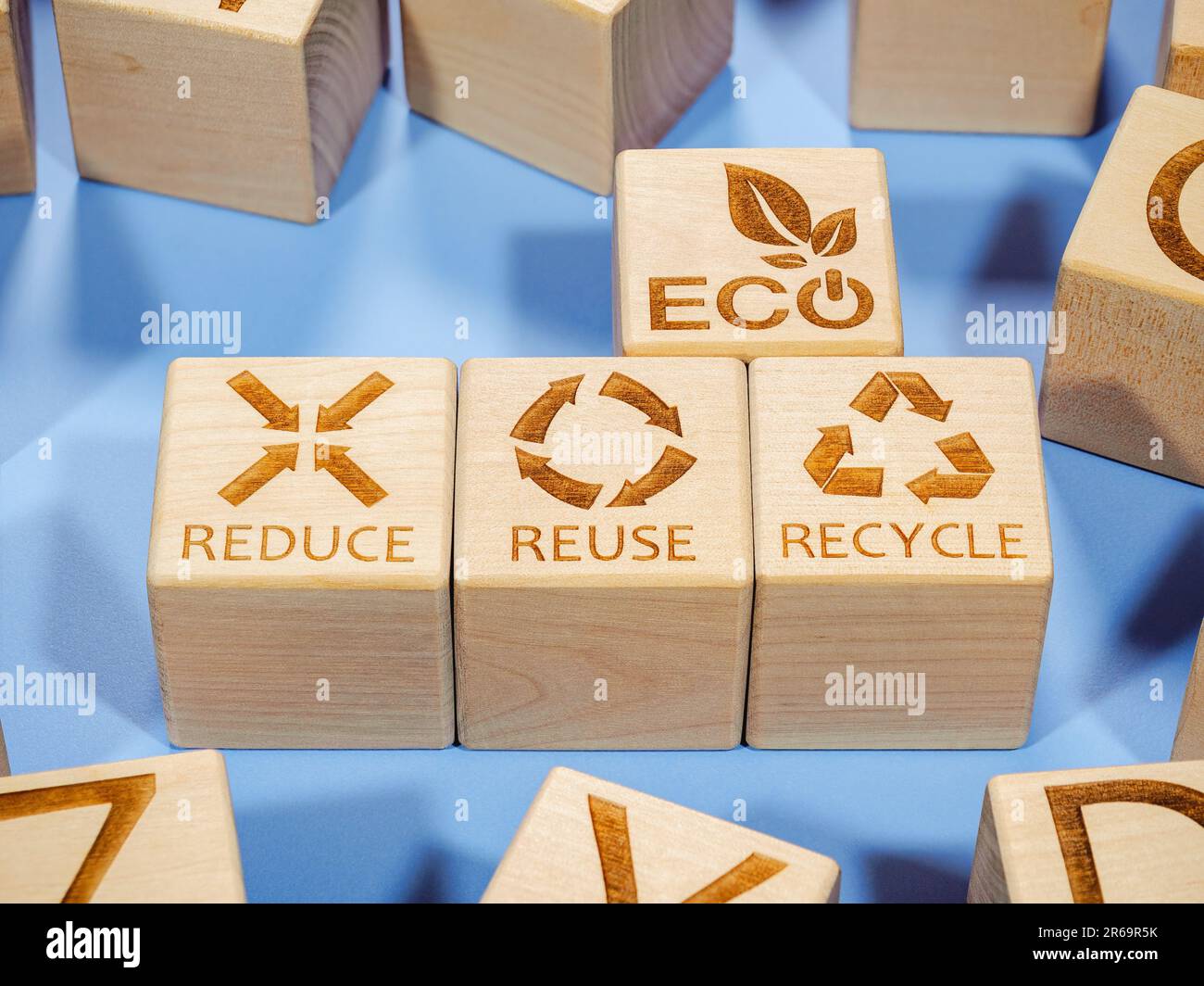 Reduce, Reuse, and Recycle symbols as a conservation-oriented business concept Stock Photo