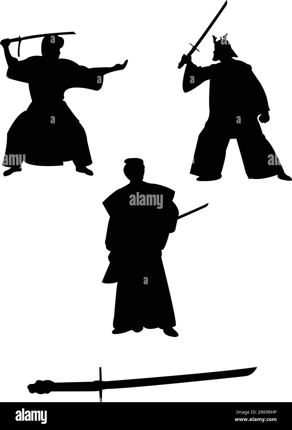 samurai silhouettes - vector Stock Vector