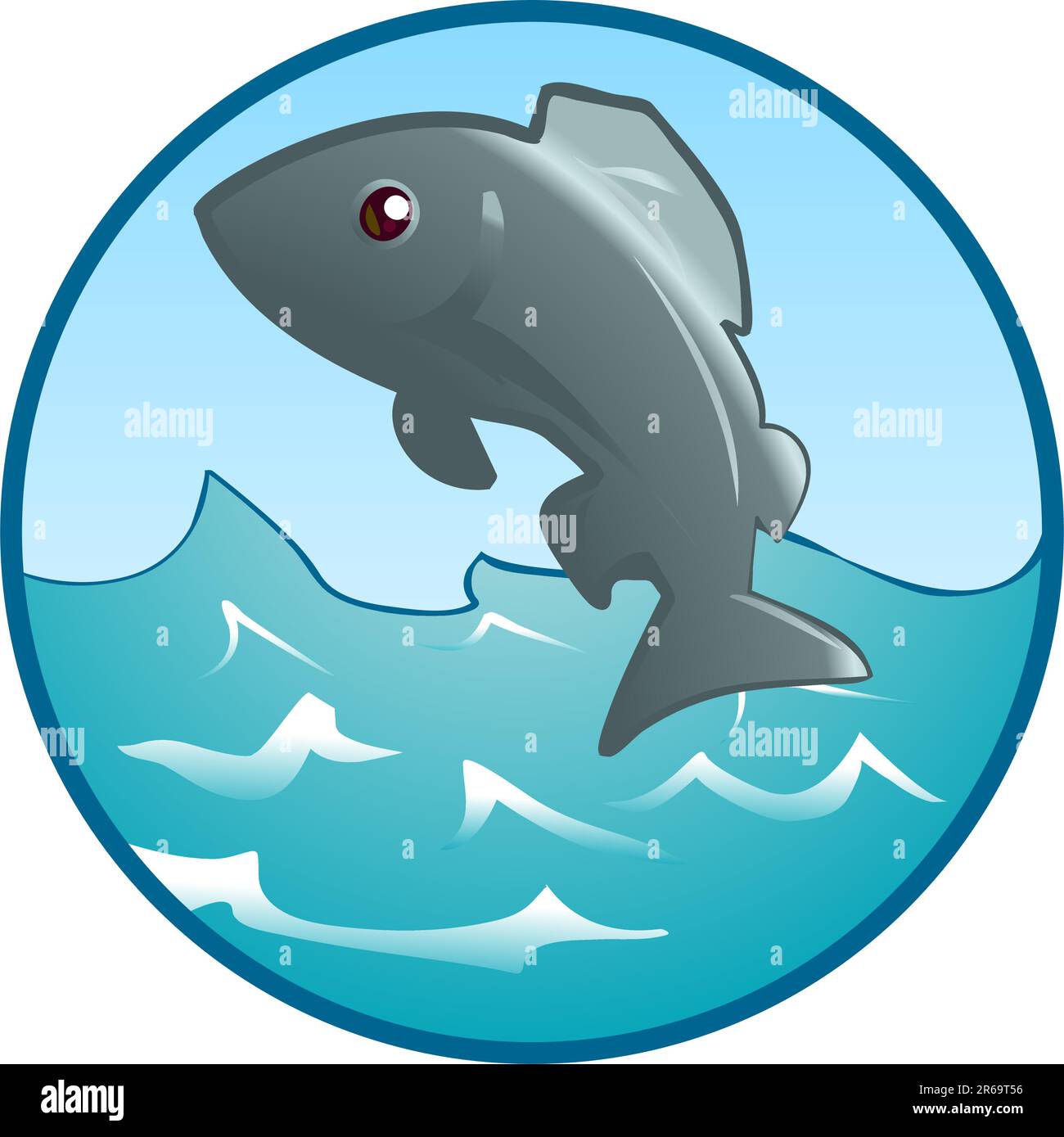 An illustration of a fish jumping out of the water Stock Vector Image