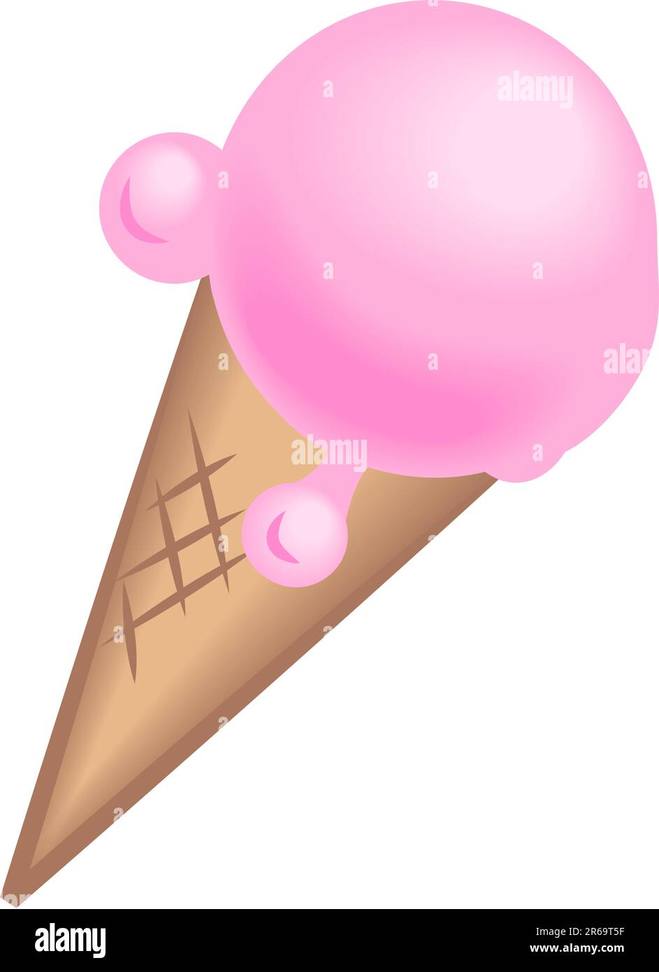 An illustration of a tasty icecream in a cone. No meshes used. Stock Vector