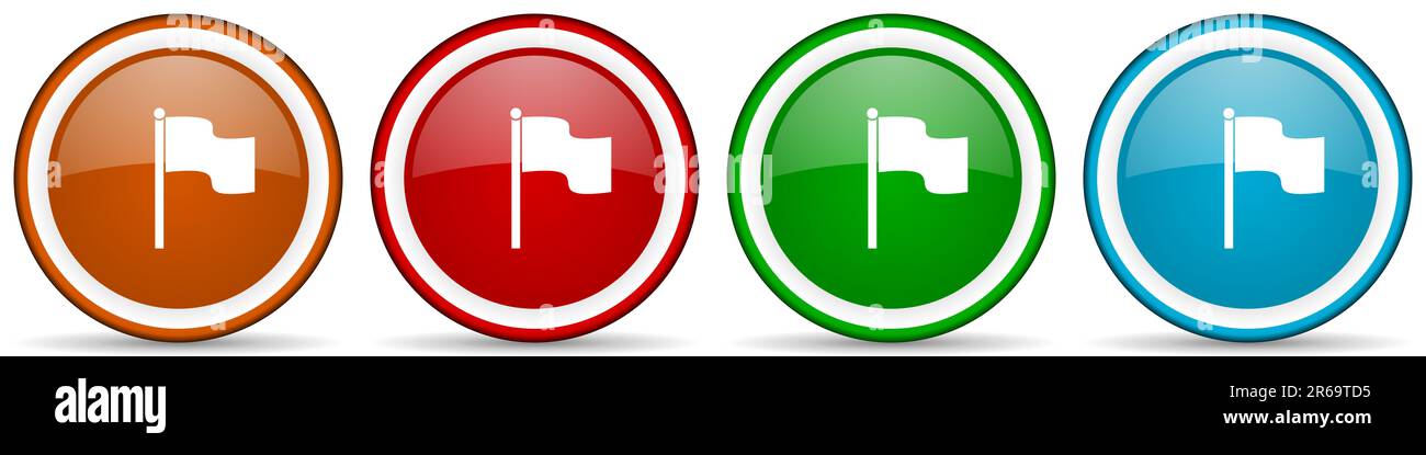 Flag glossy icons, set of modern design buttons for web, internet and ...