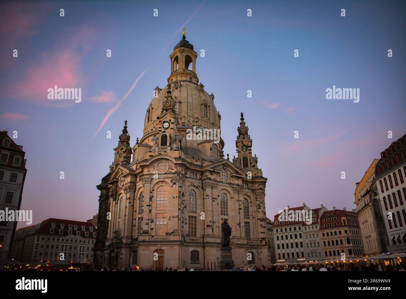 Dresden Frauenkirche at Dusk - Germany Stock Photo