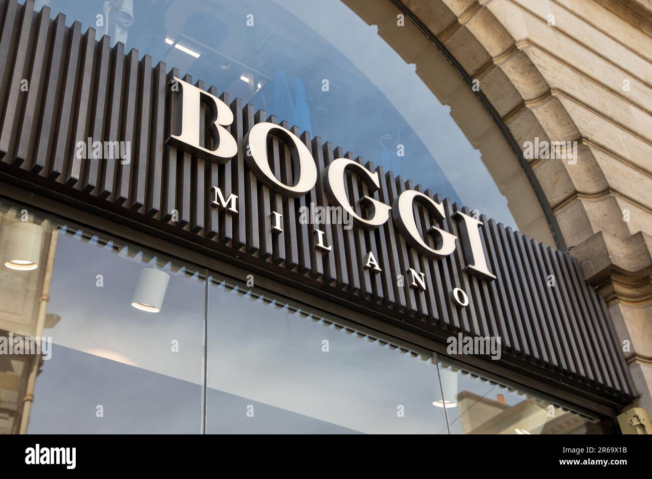Bordeaux , Aquitaine France - 06 06 2023 : Boggi milano logo chain facade  and text sign shop of italian fashion store brand for men suits Stock Photo  - Alamy