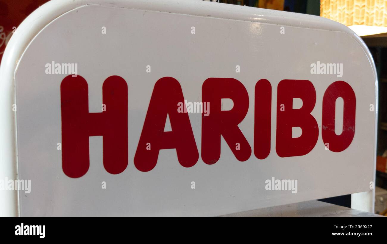 Bordeaux , Aquitaine  France - 05 29 2023 : Haribo logo brand and text sign chain display candies of German confectionery shop candy industrial Stock Photo