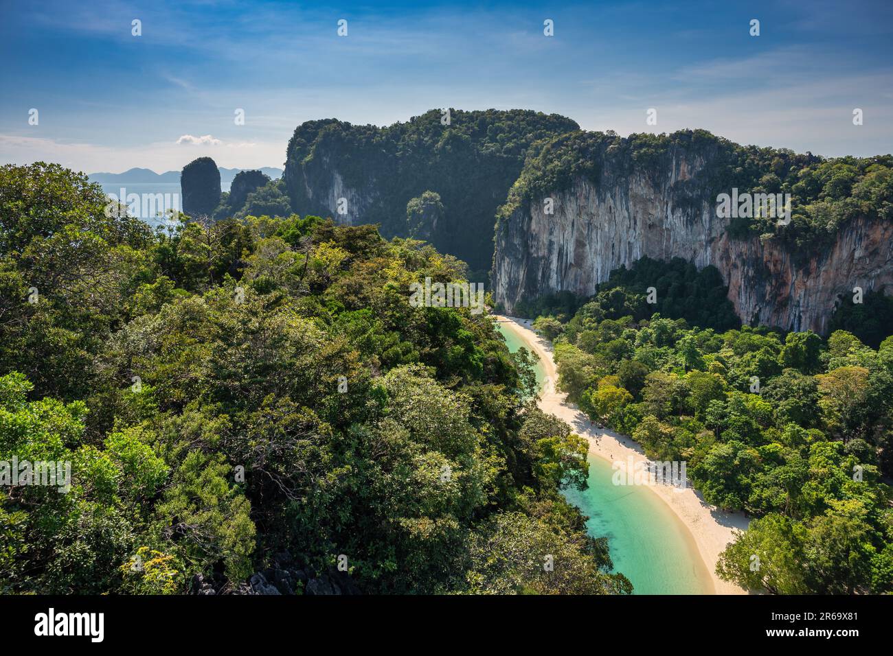 Tropical islands high angle view with ocean blue sea water at Koh Hong Island 360 viewpoint, Krabi Thailand nature landscape Stock Photo
