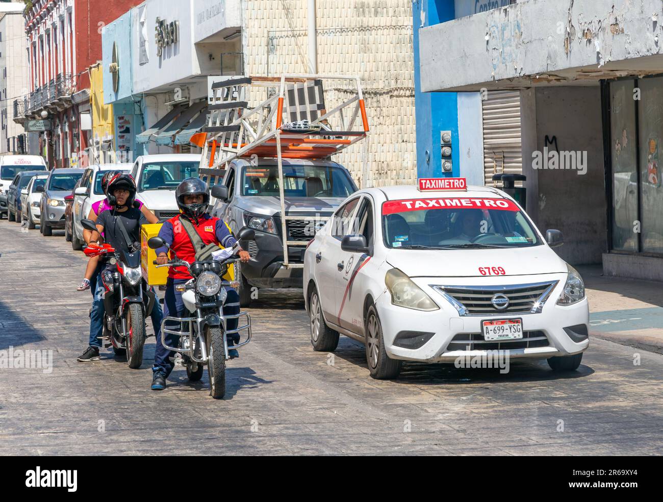 Taximeter metered taxi car in city centre, Merida, Yucatan State