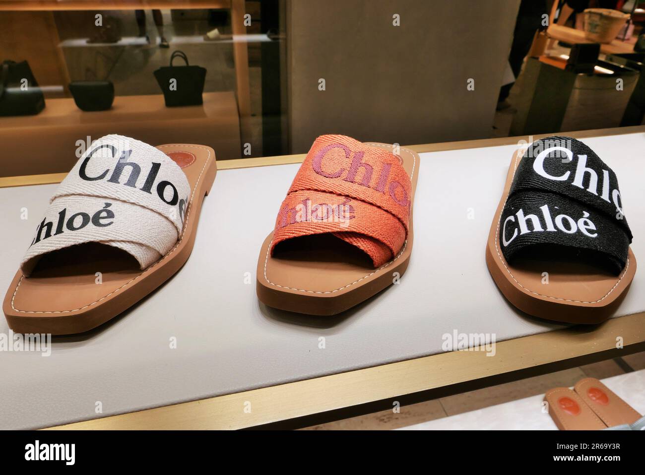 CHLOE' SANDALS ON DISPLAY INSIDE THE FASHION STORE Stock Photo - Alamy