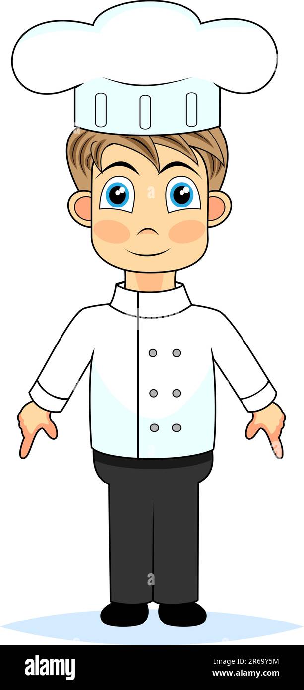 vector illustration of a cute boy chef. No gradient Stock Vector Image ...