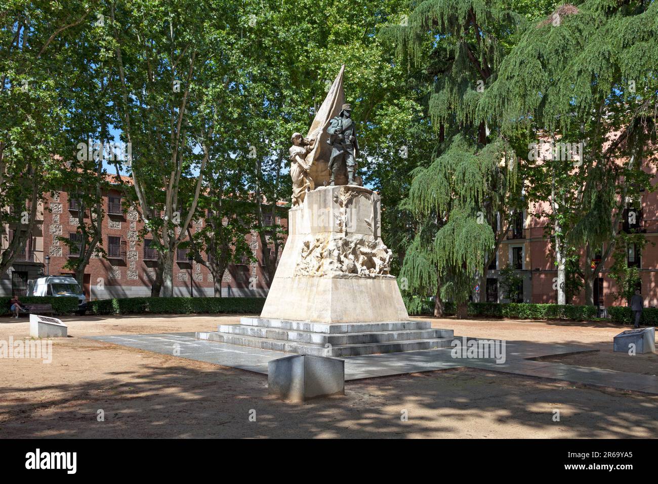 Madrid, Spain - June 06 2018: Monumento al Cabo Noval in the Jardines del cabo Noval opposite the Plaza de Oriente. Stock Photo