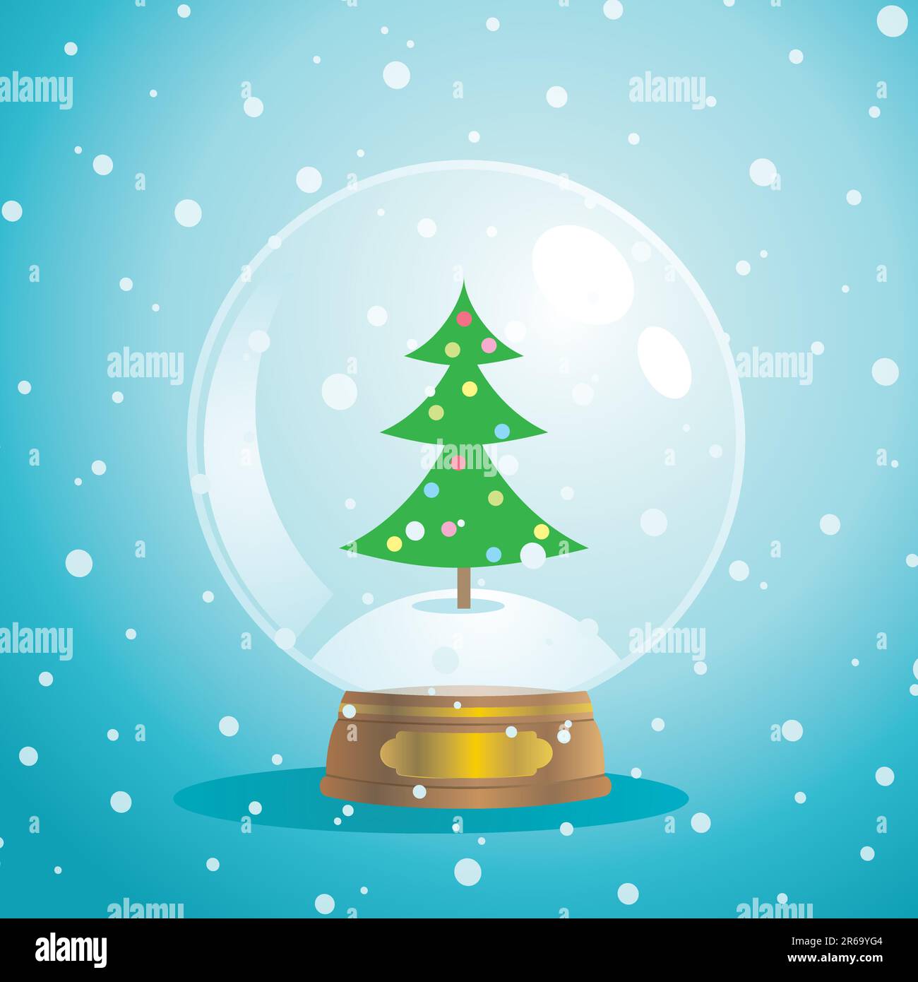 Christmas snow globe with a tree on a blue background Stock Vector
