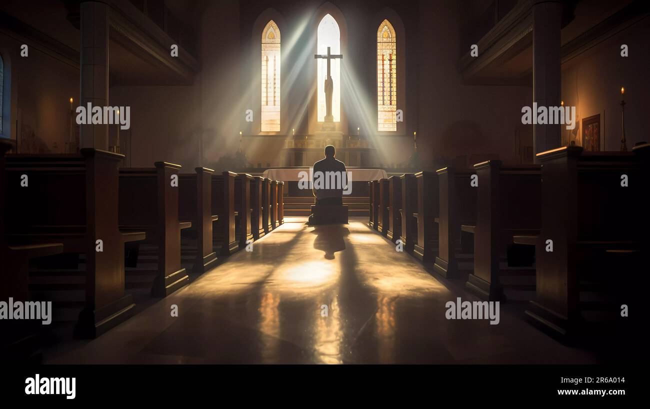 Catholic man prays in hi-res stock photography and images - Alamy