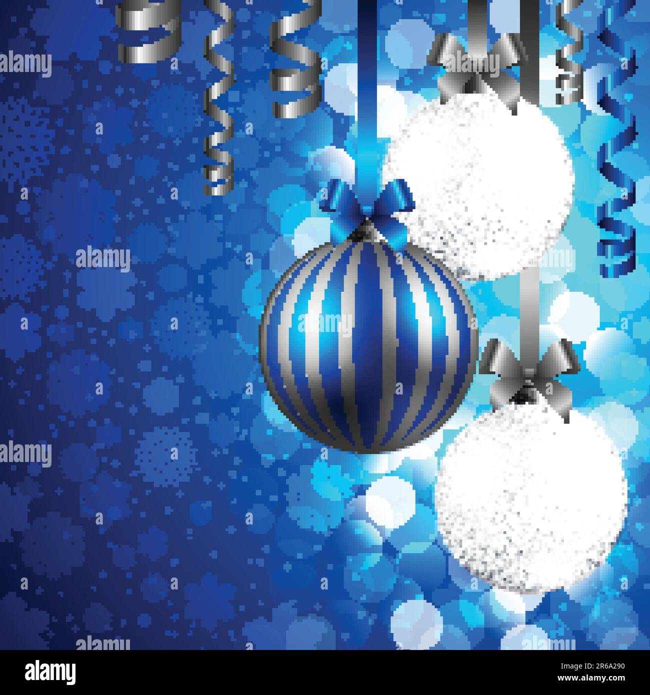 christmas background with blue and silver baubles Stock Vector Image ...