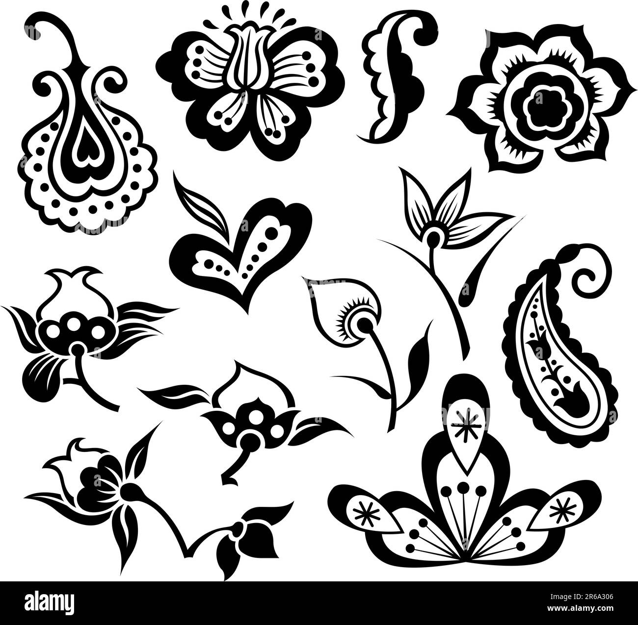 Flower border clip art Black and White Stock Photos & Images - Alamy