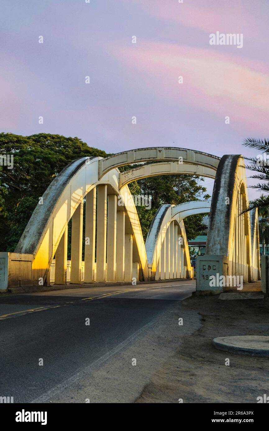 Iconic Haleiwa Rainbow Bridge on Oahu's North Shore, Hawaii