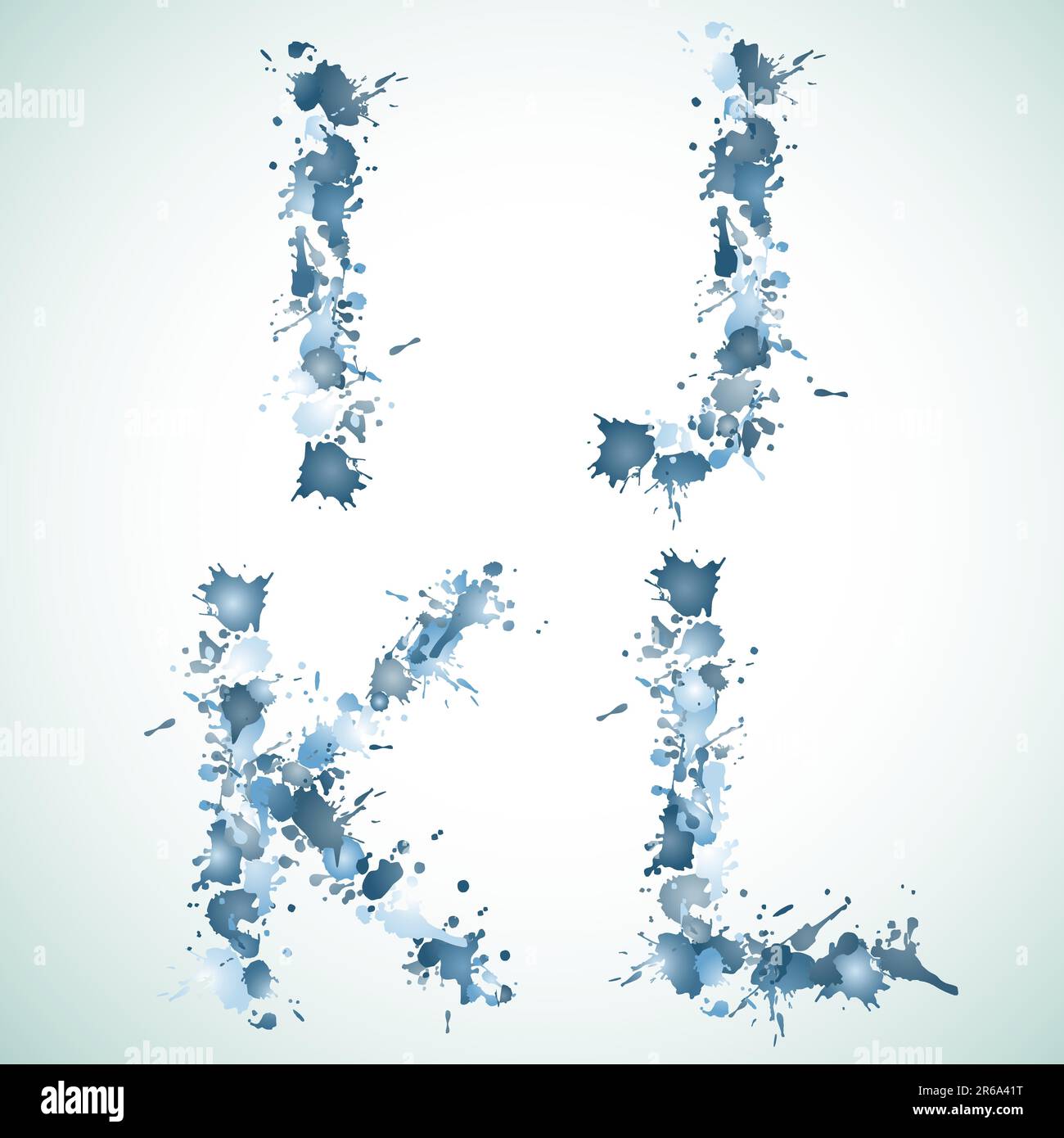 alphabet water drop IJKL, this  illustration may be useful  as designer work Stock Vector