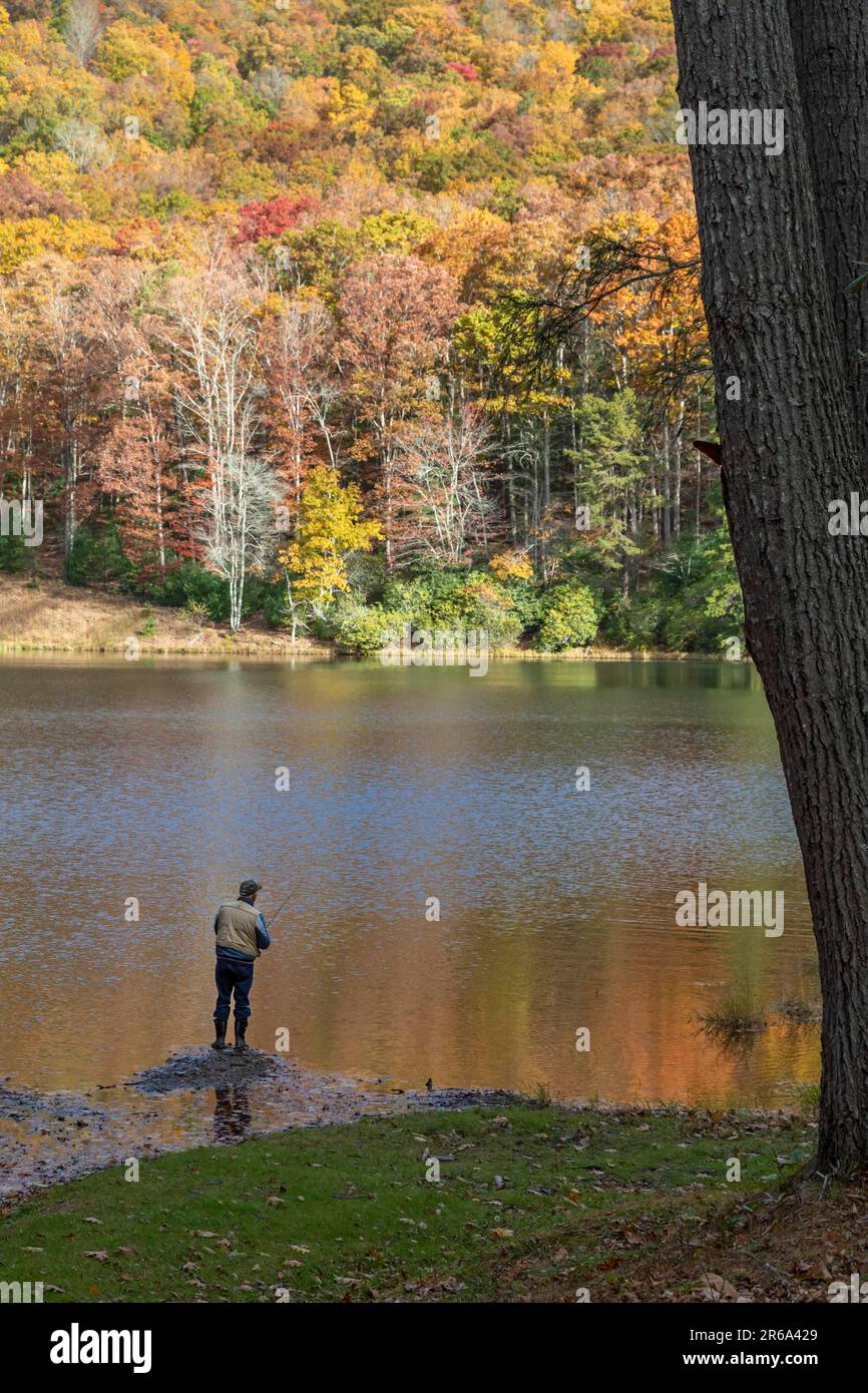 Marlinton, West Virginia, Sport fishing for rainbow trout in Watoga Lake in Watoga State Park