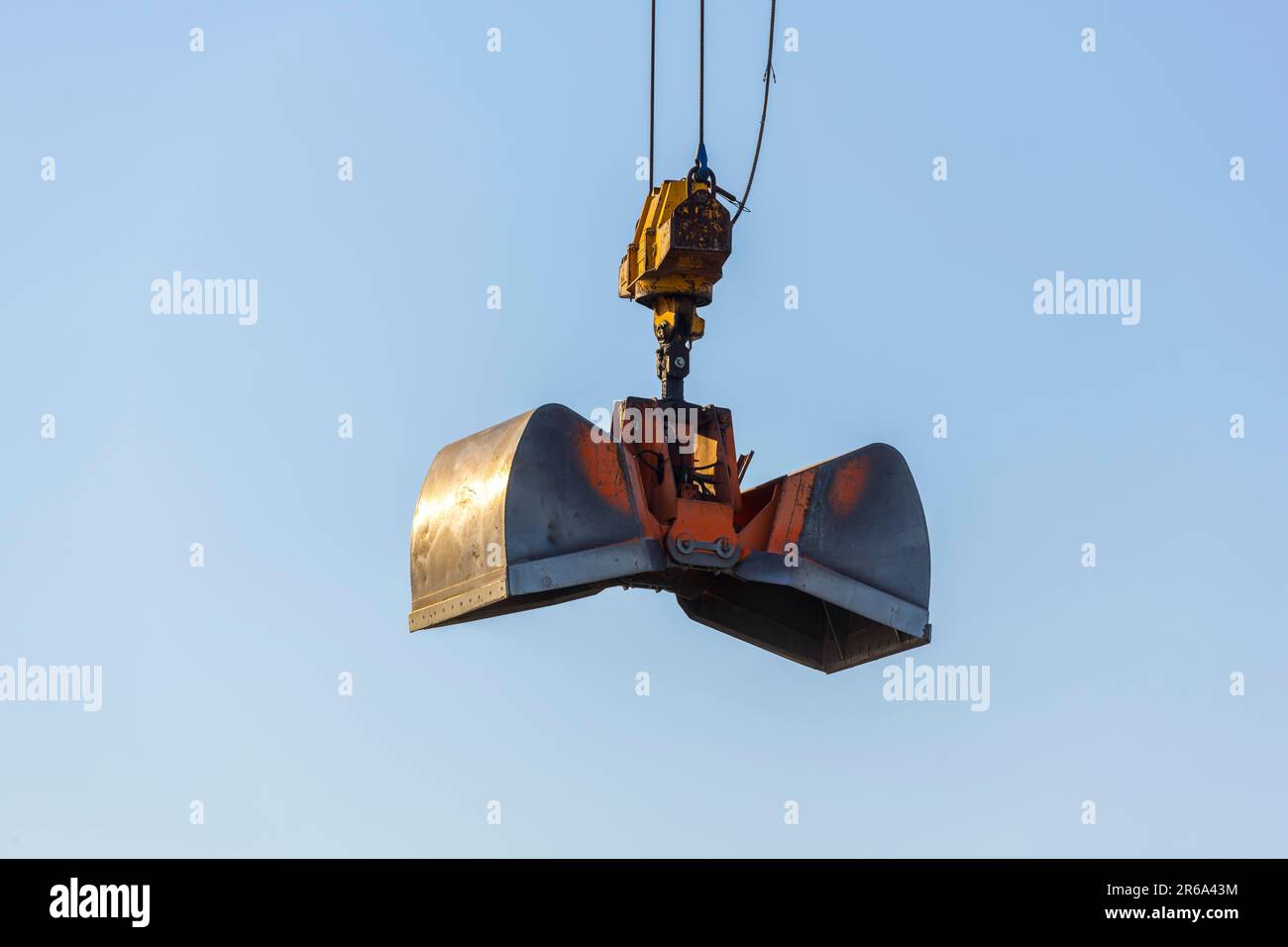 Clamshell bucket of a construction crane, bucket Stock Photo