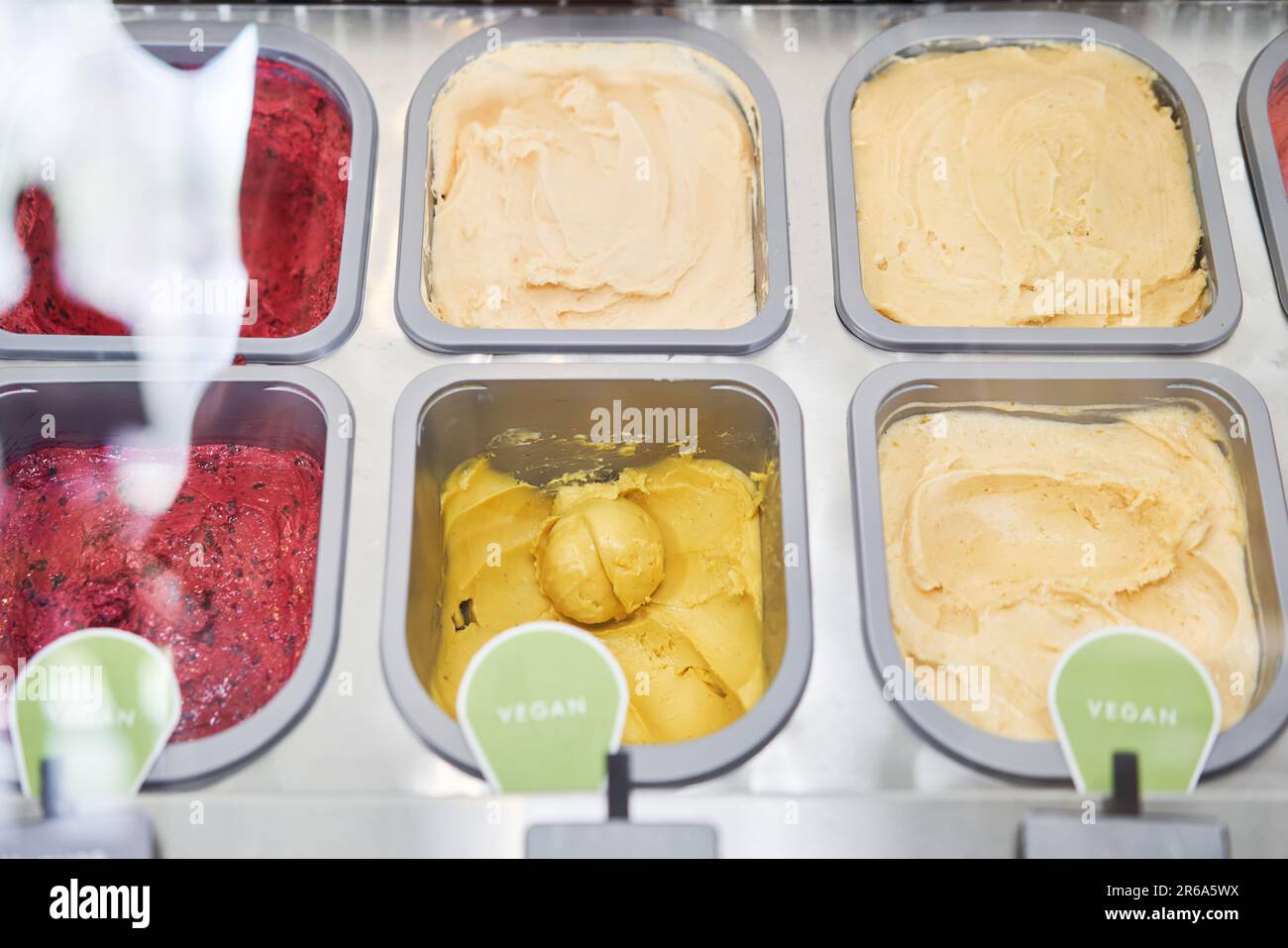 A variety of sugarfree vegan ice cream with natural ingredients on