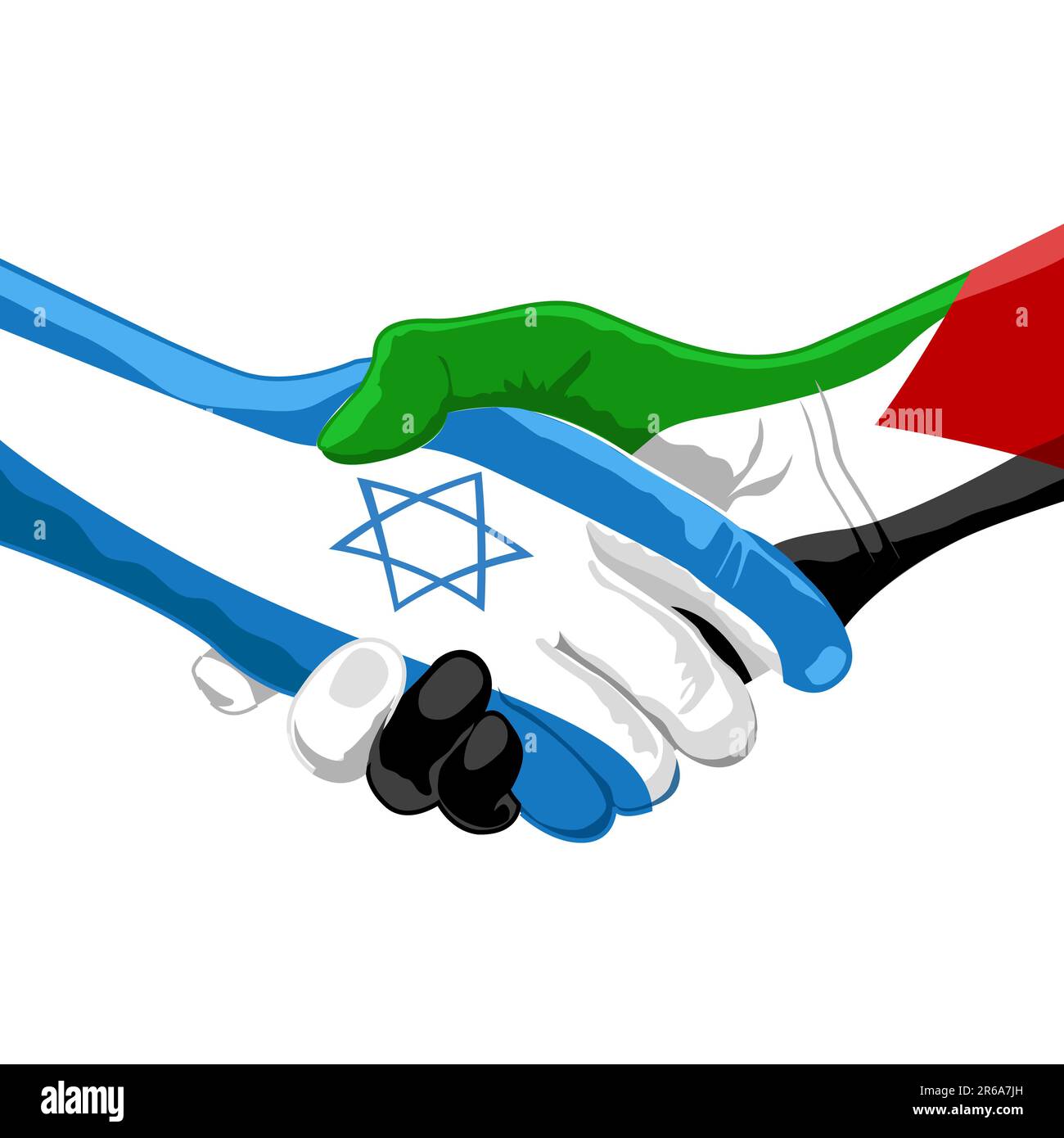 illustration of peace between israel and palestine on white background