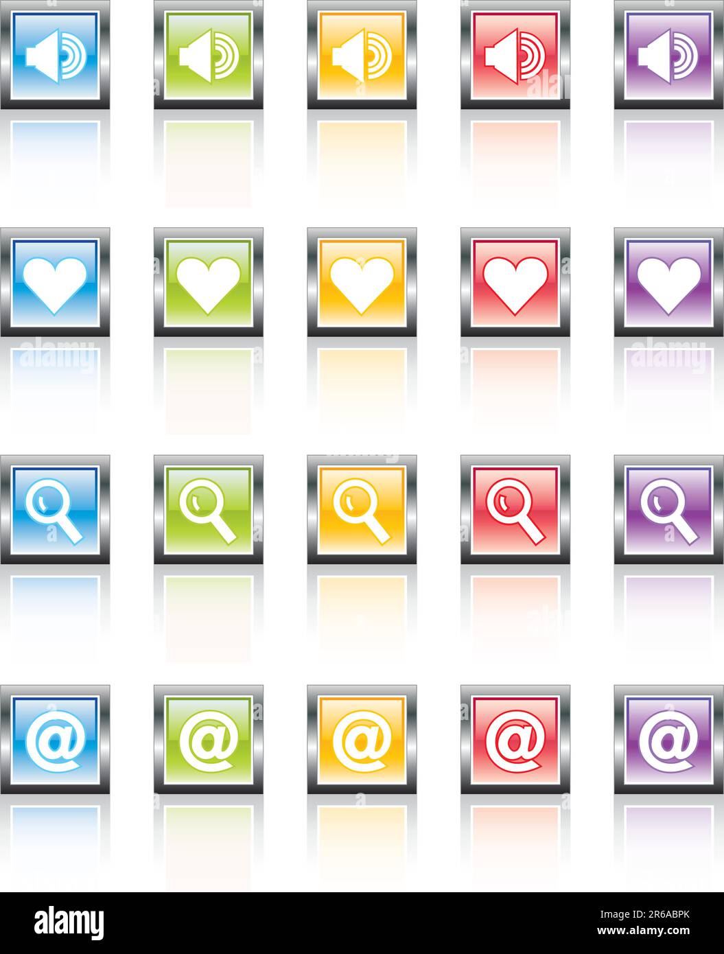 Glassy, metallic colorful Web icons-easy to edit. No transparencies ...
