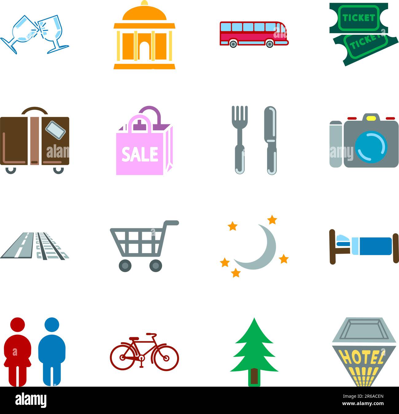 Icon set relating to city or location information for tourist web sites or maps etc. Stock Vector