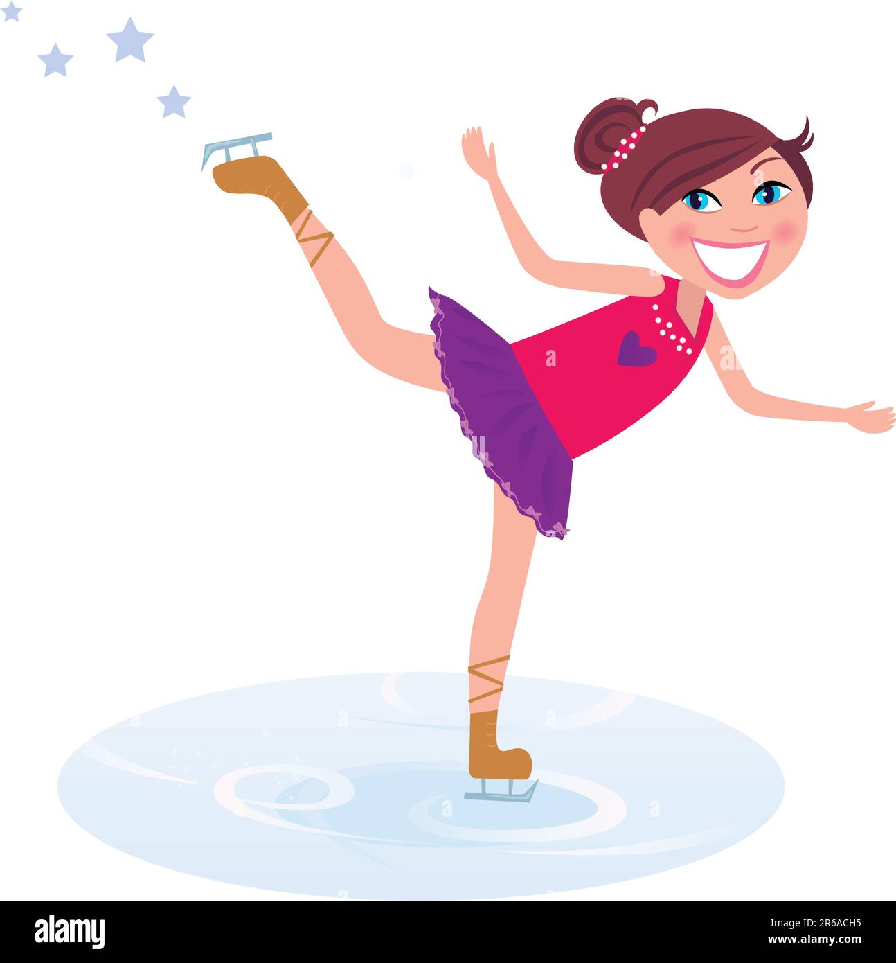 Vector Illustration Of Figure Skating Cute Girl Training On The Ice Stock Vector Image And Art Alamy