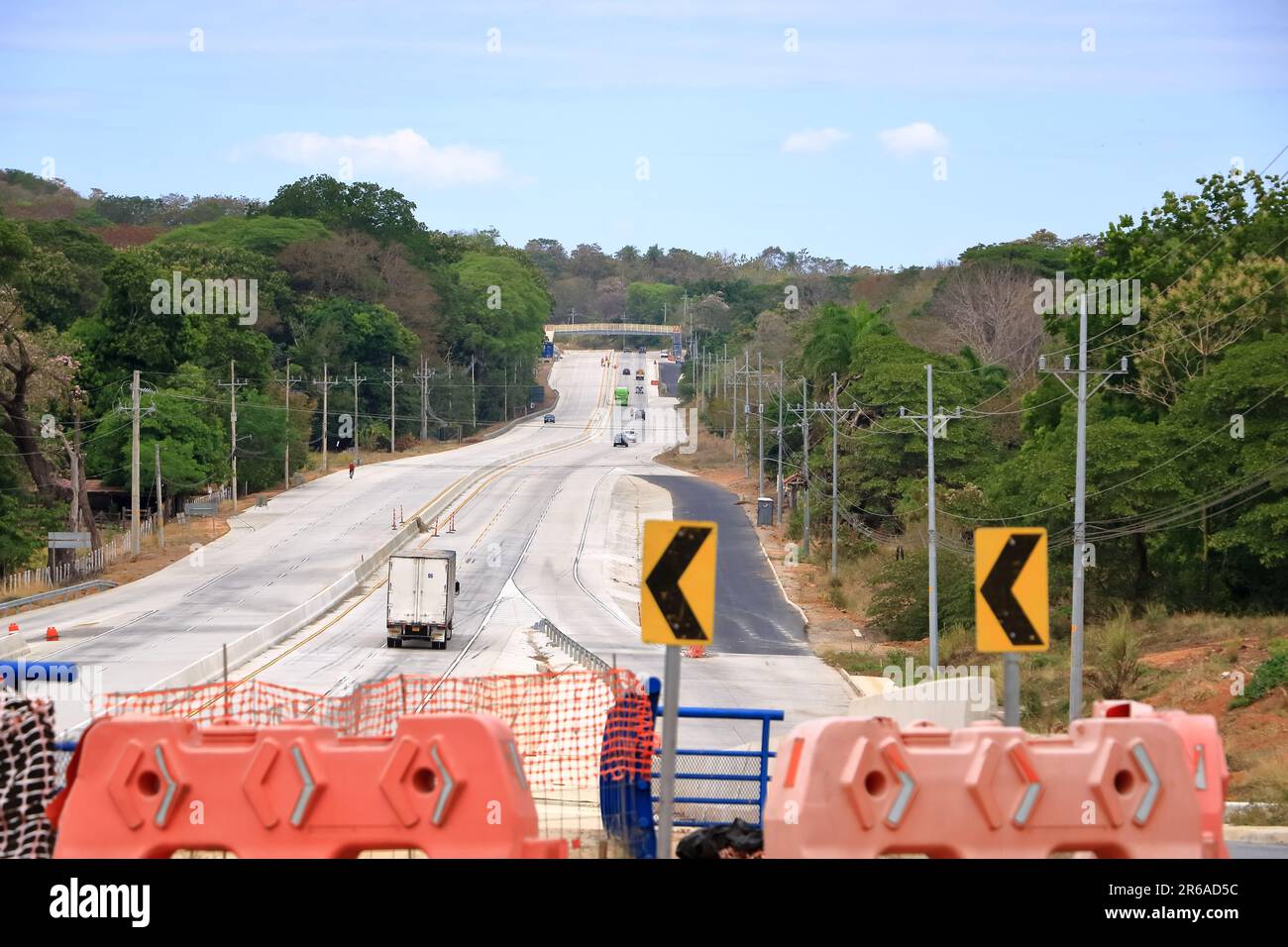 March 10 2023 - Limonal, Guanacaste in Costa Rica: The highway Number 1 Panamericana under construction Stock Photo