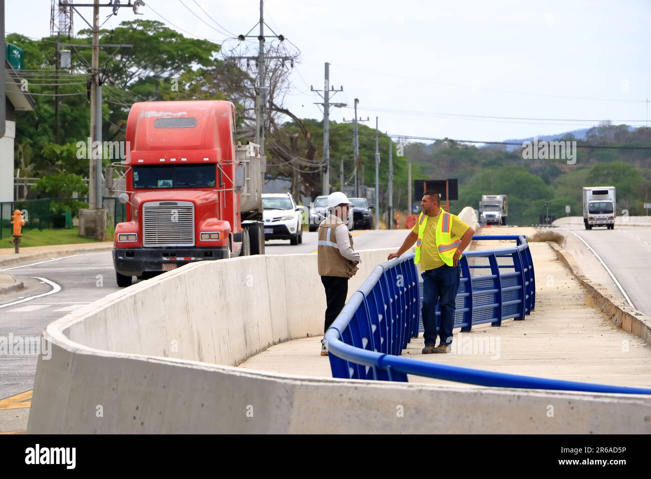 March 10 2023 - Limonal, Guanacaste in Costa Rica: The highway Number 1 Panamericana under construction Stock Photo