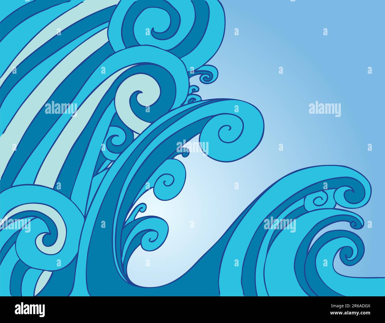 Huge tsunami tidal wave in the ocean. Stock Vector