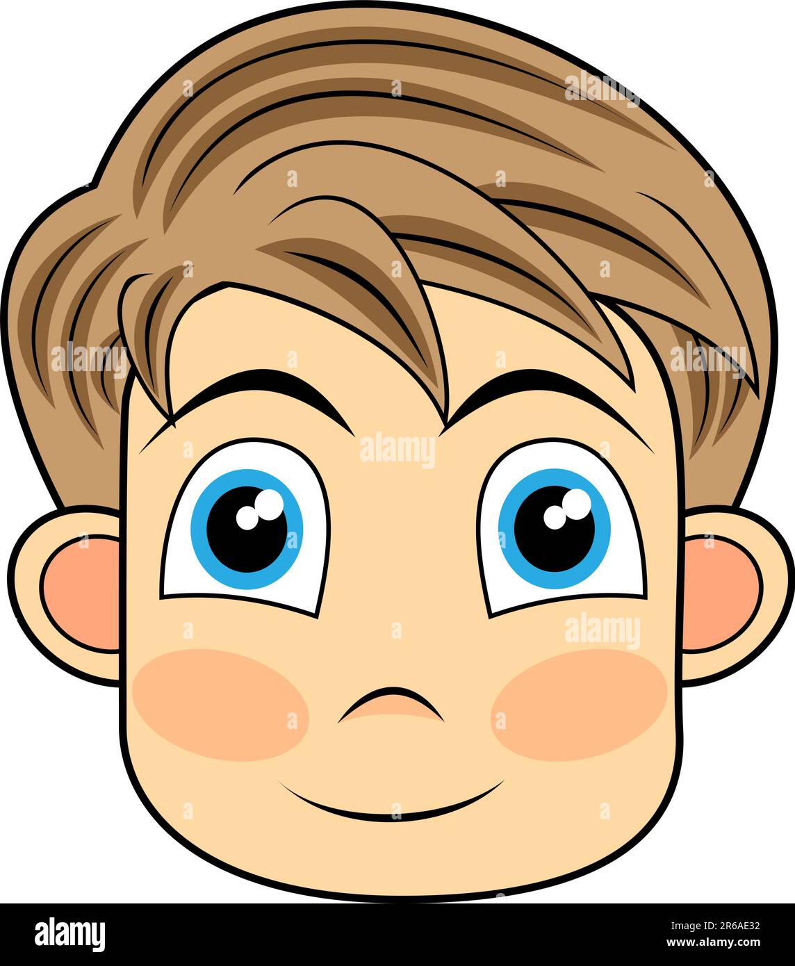 vector illustration of a cute and happy looking face of a young boy.No ...