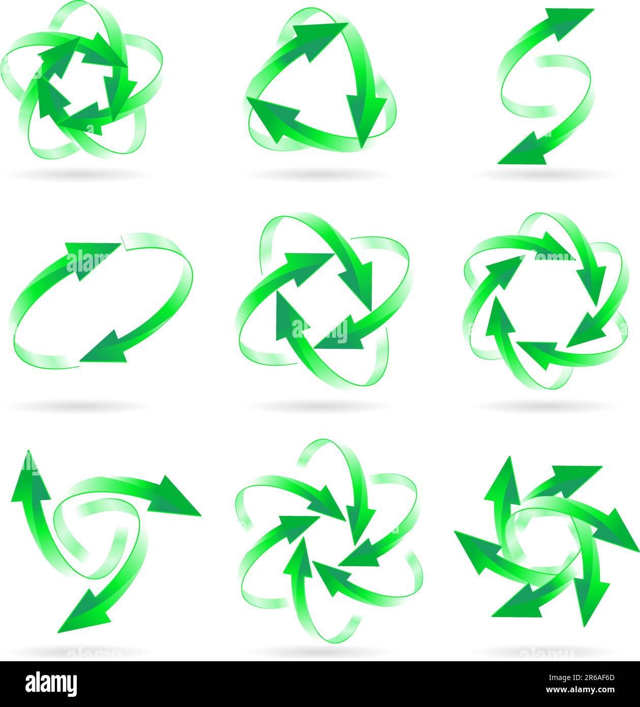 Set of different green arrow circles isolated on the white Stock Vector ...