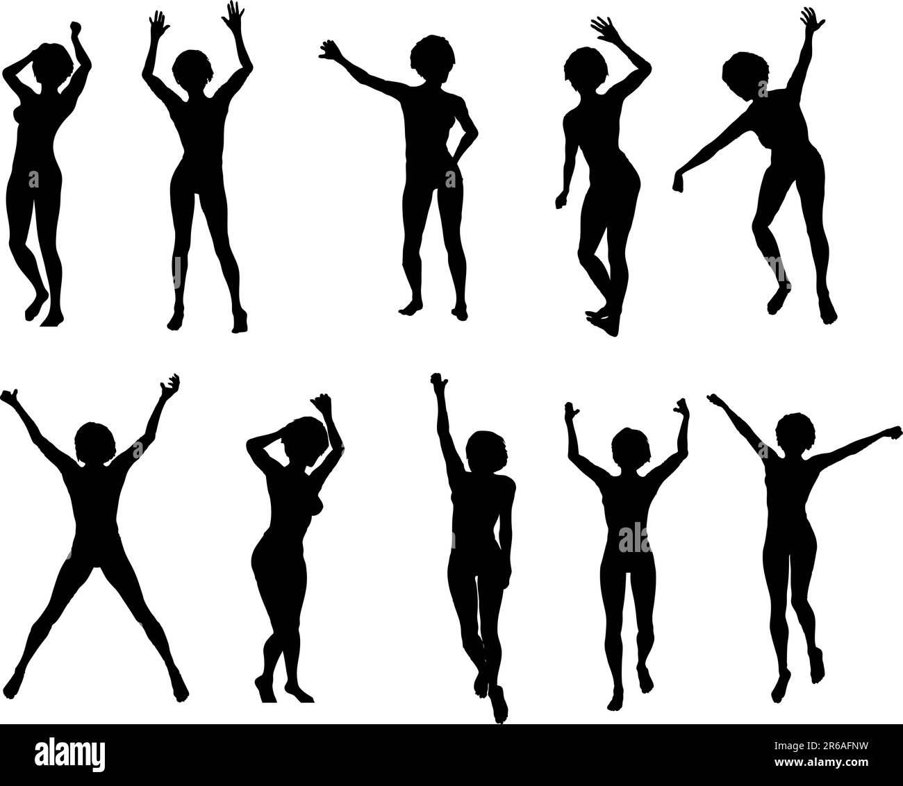 10 female Action Poses in vector format Stock Vector