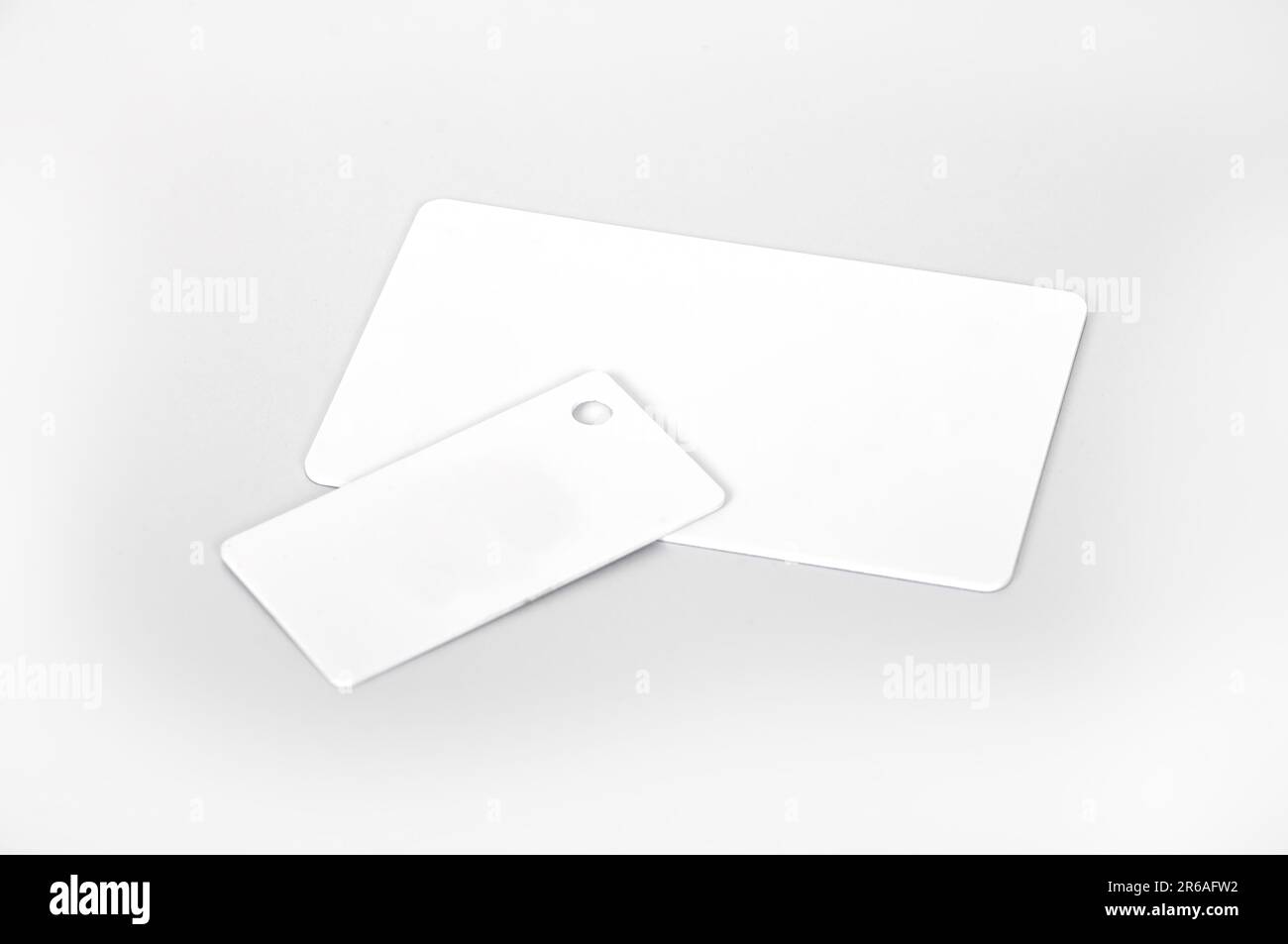 two white RFID cards, close up Stock Photo