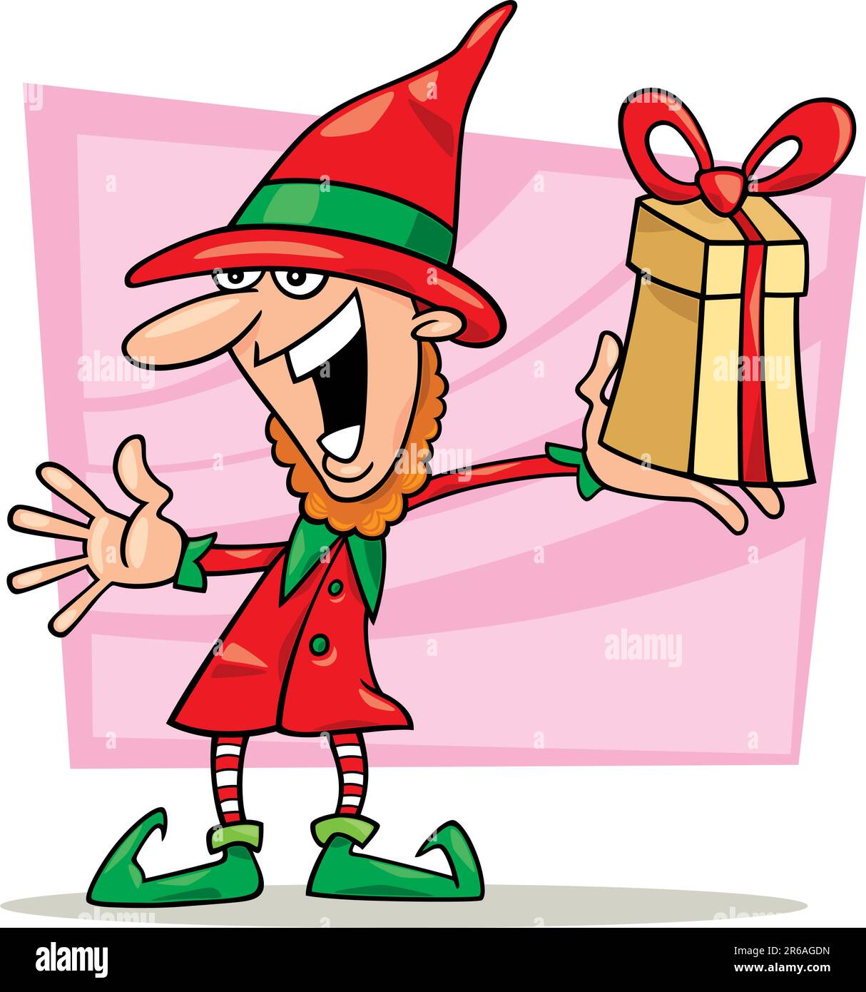 illustration of christmas elf with special gift Stock Vector Image & Art Alamy