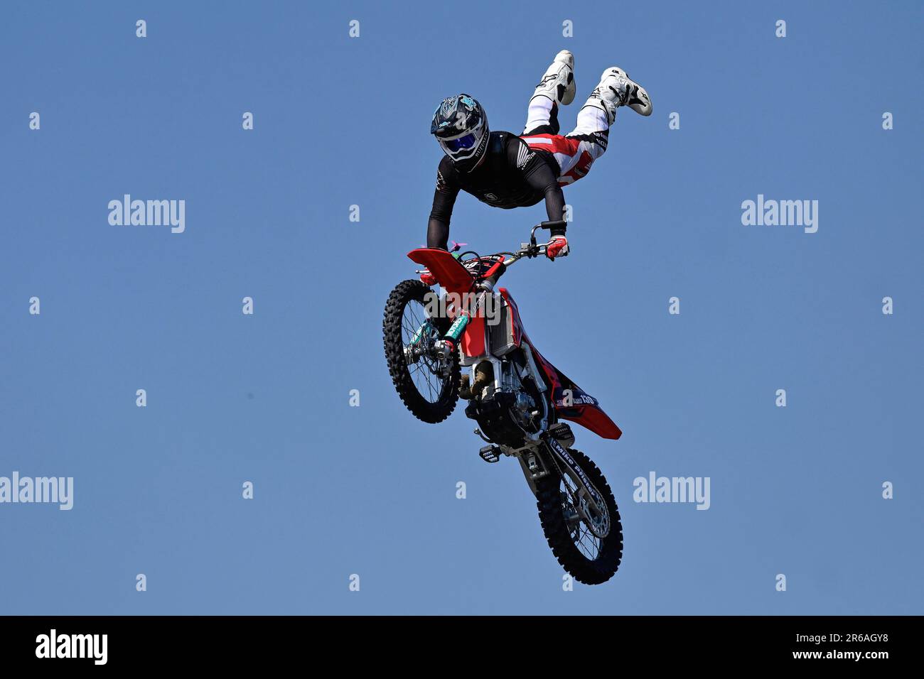 FMX Freestylers in Action Stock Photo