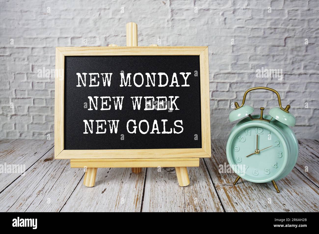 New Monday New Week New Goals text message motivational and inspiration quote Stock Photo Alamy