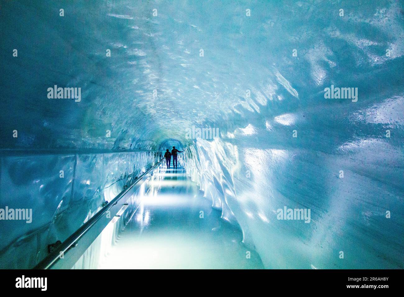 Ice Palace carved into the Aletsch Glacier at the top of Jungfraujoch, Switzerland Stock Photo