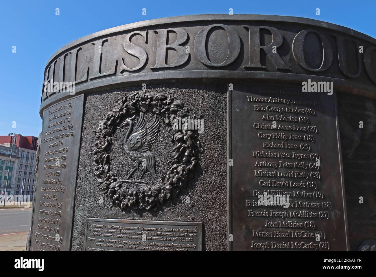 Hillsborough Monument Memorial, to the 96, Tom Murphy, St John's Gardens, Old Haymarket, Liverpool , Merseyside, England, UK, L1 6ER Stock Photo