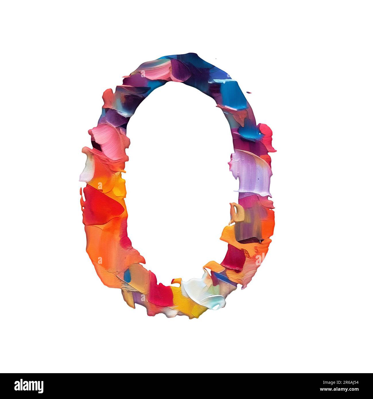 numbers made of palette knife oil paints, white background, 3d